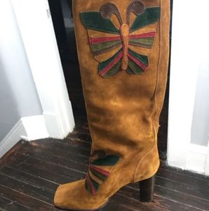 Suede Boots w/ Butterfly design